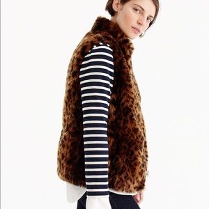 J Crew Leopard Faux Fur Vest